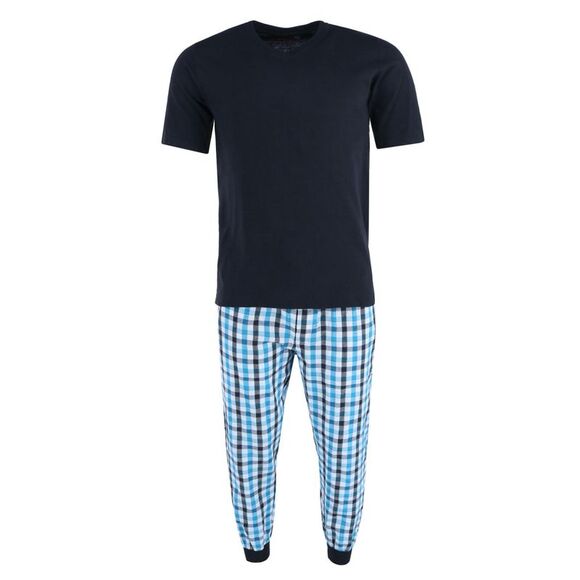 Ten West Apparel Men's V-Neck Top With Plaid Jogger Lounge Set - Picture 1 of 4